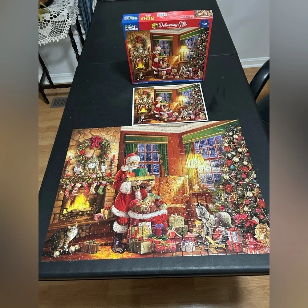 White mountain puzzle Christmas Santa delivering gifts 500 pieces toys complete